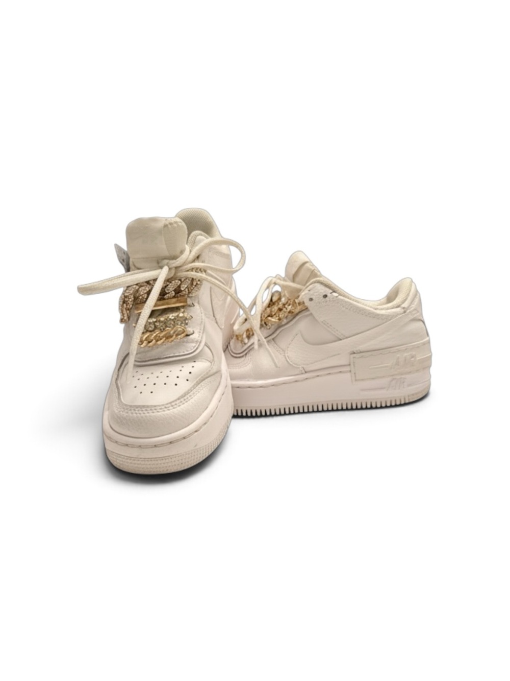 Nike Air Force 1 Shadow Women’s Sneakers — White with Gold Accents - Picture 5 of 11